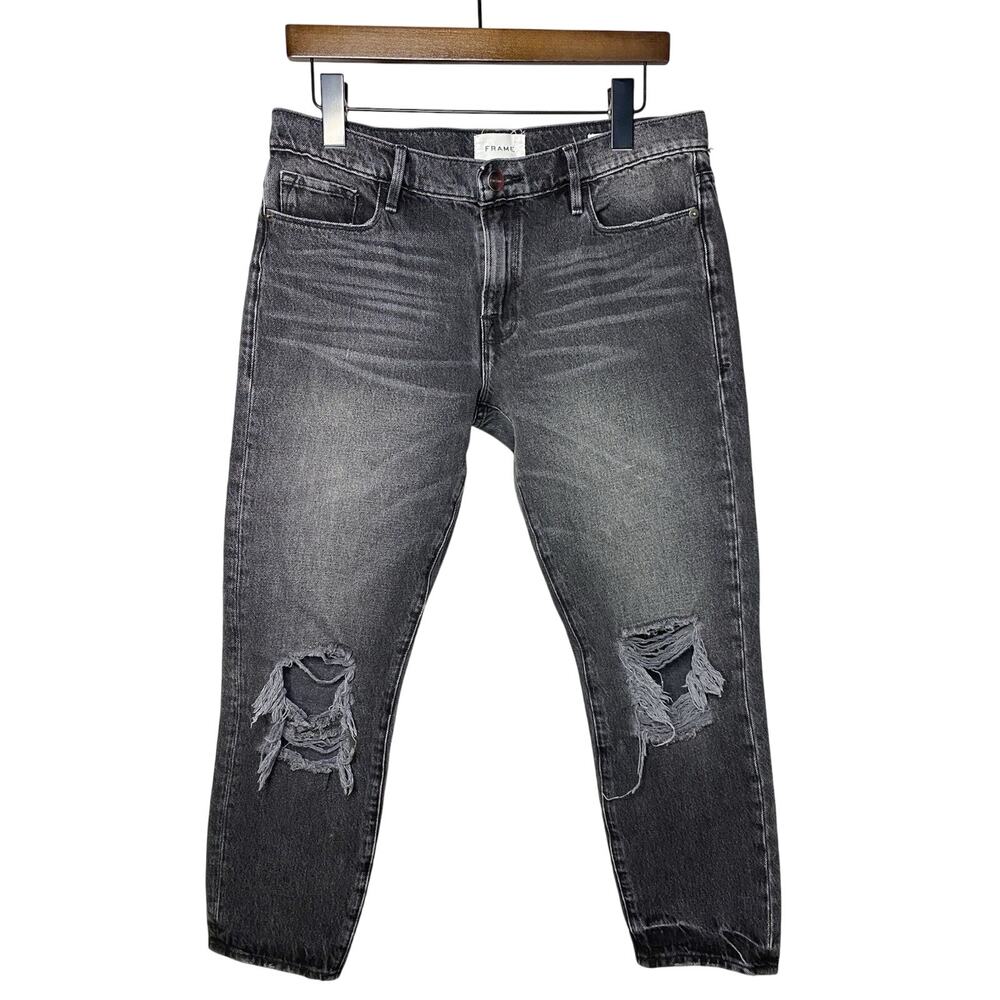 Frame Jeans Women's 25 Black Le Garcon Crop Jeans Dark Wash Denim Straight
